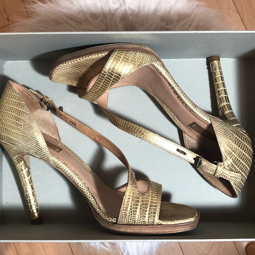 Reed Krakoff Gold Lizard Skin Heels